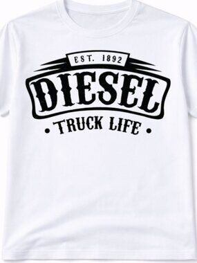 Diesel Truck Life Graphic T Shirt Trendy Boutique Style Tee Mens Gifts White Top